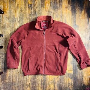 LL Bean Fleece Burgundy/Maroon Jacket Zip Pocket , plus inside pockets size L